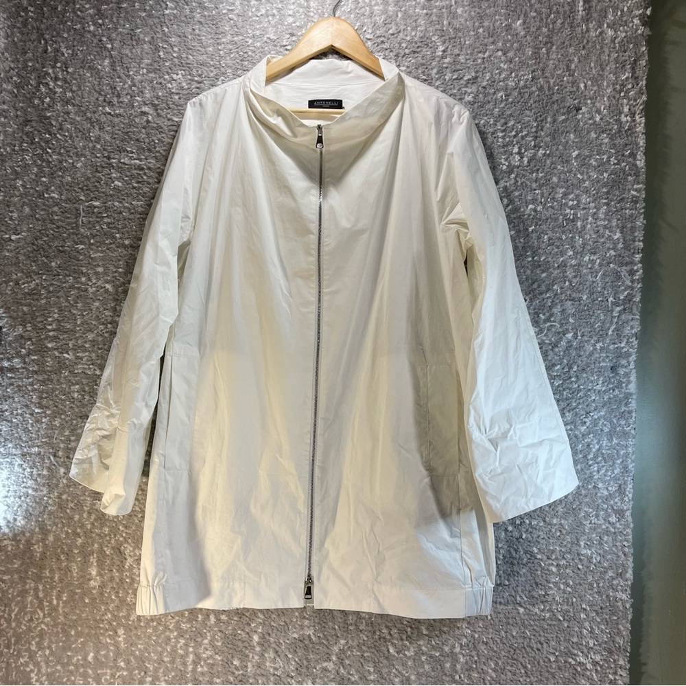 Antonelli Firenze White Rain Jacket Full Zip Lightweight Pockets Size 44